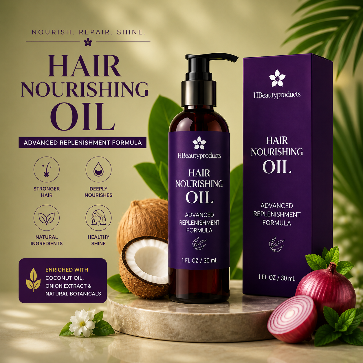 Advanced Hair Nourishing Oil – Natural Hair Growth & Scalp Repair Formula (200ml)